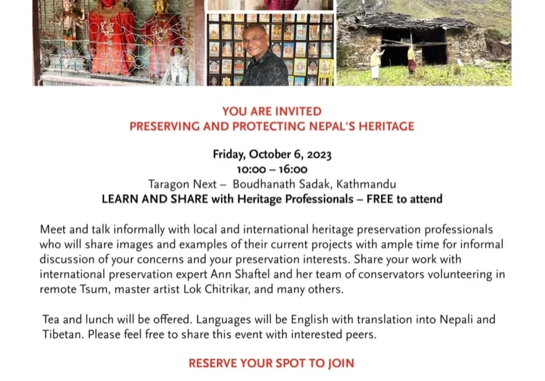 Invitation to Nepal's Heritage Preservation Event.