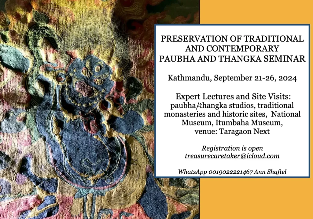 Seminar poster on paubha and thangka art.